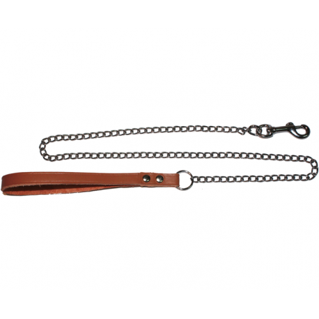 GUINZAGLIO PER CANE IN CUOIO CON CATENA