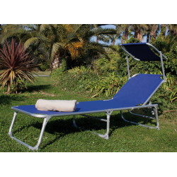 LETTINO SPIAGGIA ACCIAIO BLU C/PARASOLE PAPILLON
